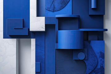 Poster - Cobalt Blue Abstract Design with Modern Shapes and Textures
