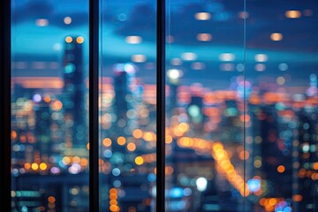 Poster - Sophisticated Panel Showcasing Out-of-Focus Cityscape Imagery with Brightness and Nighttime Magic