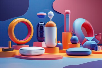 Poster - Three-Dimensional Innovative Tech Gadgets on Abstract Bold Background