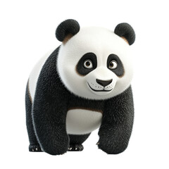 Poster - Charming Panda Character Render Standing on Isolated White Background
