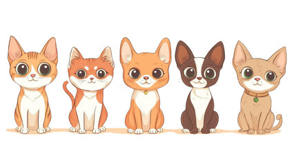 Poster - Adorable assortment of uniquely designed cartoon kittens in a playful array