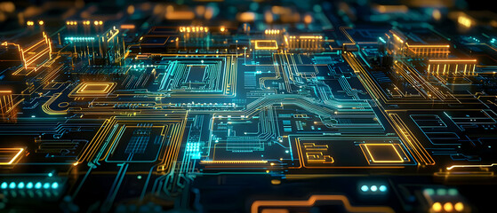 Poster - Abstract Glowing Circuit Board Design