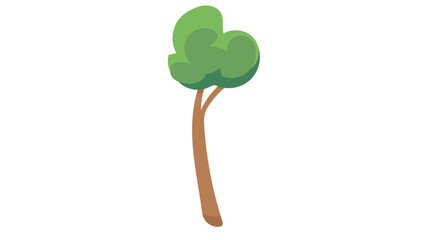 Vibrant green leaves on a slender tree trunk nature's beauty simplified