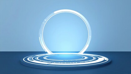 Poster - Futuristic portal activation virtual environment 3d animation technology concept digital art scene