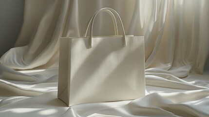 Poster - White bag on silk cloth in soft lighting