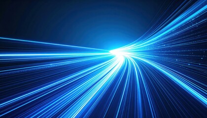 Poster - Dynamic light trails illustrating motion and speed in a dark digital environment