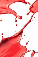 Poster - Dynamic Red Paint Splash on White Background Abstract Art Close Up Liquid Motion Creative Expression