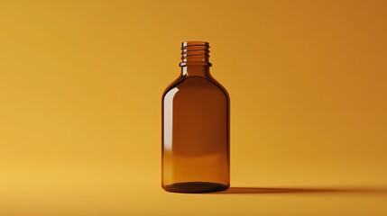 Poster - Amber Glass Bottle Product Mockup Minimalist Design Studio Shot Clean Background Elegant Bottle Packaging Template Simple Medicine Container Brown    