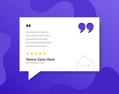 Creative Testimonial templates, Empty speech bubbles, What our Clients Say, Quote, Review, Feedback, Infographic Template, Label, editable text box layout, recommendation note