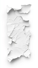 Poster - Torn White Paper Close Up on White Background Studio Shot Abstract Minimalist Texture Design Element