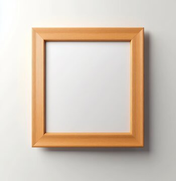 A close-up of an old wooden frame mockup is set against a white wall in a 3D rendering
