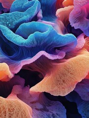 Aufkleber - Abstract Colorful Coral Reef Formation Close Up Generative Art Style Macro View Creative Background