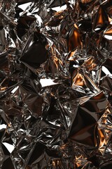 Poster - Abstract Close-up of Shiny Metallic Crumpled Foil Reflecting Light in a Studio Setting with a Dramatic Feel
