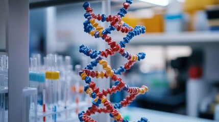 Poster - Dna model creation laboratory scientific research controlled environment close-up view molecular biology concept