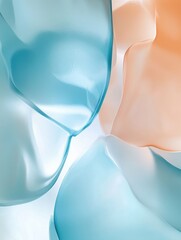 Aufkleber - Abstract shapes in blue and peach tones with soft lighting creating a serene and modern aesthetic close up