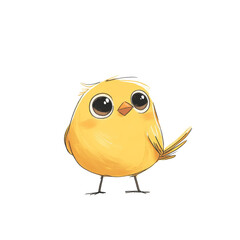 Aufkleber - Adorable Yellow Bird Cartoon Character Illustration on White Background