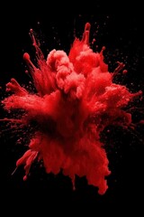 Poster - Dynamic Red Paint Powder Explosion on Black Background Studio Shot Abstract Art Concept