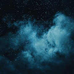 Poster - Dreamy Nebula in Night Sky with Starry Field and Celestial Clouds, Abstract Space Art, Dark Blue Background, Fantasy Concept