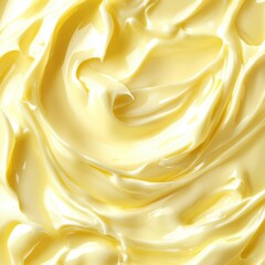 Poster - Close-up of Swirled Yellow Creamy Texture Background Artistic Style Food Ingredient Culinary Concept