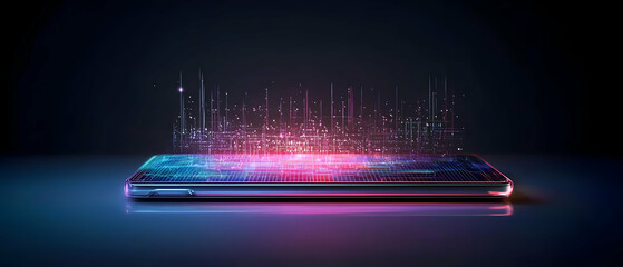 Poster - Abstract Glowing Smartphone Display With Circuit Pattern