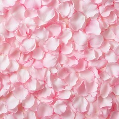 Poster - Overhead shot of many delicate pink rose petals creating a soft floral background for romantic themes or wedding designs