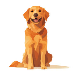 Poster - Digitally rendered portrait of a golden retriever sitting attentively