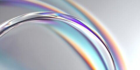 Poster - Colorful light reflections on glass curves create a mesmerizing visual effect in a minimalist setting