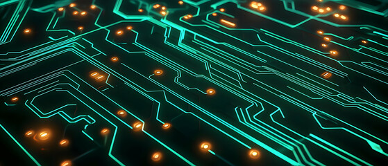 Poster - Abstract Glowing Circuit Board Pattern
