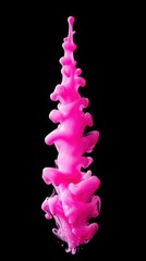 Aufkleber - Pink Ink Cloud Abstract Art Photography on Black Background Studio Shot Close Up Detail Creative Visual