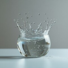 Poster - Water splash in glass bowl studio shot clear liquid refreshment clean drink close up macro photography