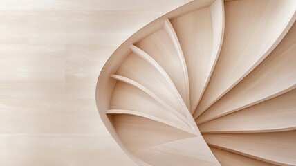 Poster - Sleek beige spiral white winding staircase minimalist through interior, architectural elegance