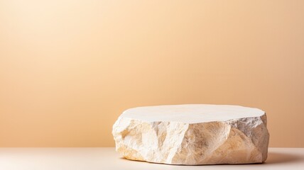 Aufkleber - Minimalist stone podium shadows verdant botanical branch casting soft featuring on neutral backdrop, ideal for elegant product staging