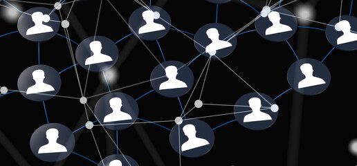 Fototapete - Global network. Blockchain. 3D illustration. Neural networks and artificial intelligence. Abstract