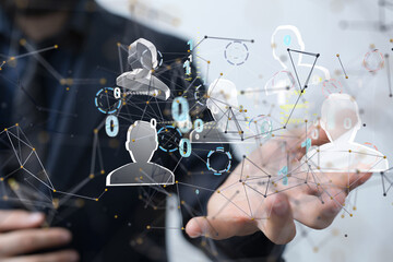Leinwandbilder - communication network digital group connect - neural network exposure digital