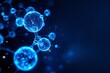 © AleBo - Glowing blue molecular structure with digital mesh style on a dark blue background, representing a futuristic science and technology concept. Ai generative