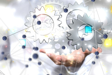 Poster - gear Technology background. Big data concept