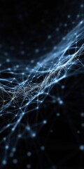 Fototapete - A blue and white image of a web of lines and dots. The image is abstract and has a futuristic feel to it