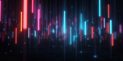 Poster - a colorful, neon light display with red, blue, and green lights. the lights are arranged in a way th