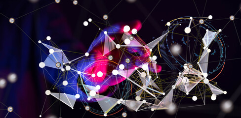 Fototapete - Neural network 3D illustration. Big data and cybersecurity
