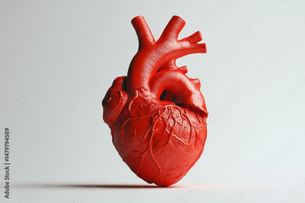 Realistic Red Human Heart Model Anatomy Medical Illustration Study ...