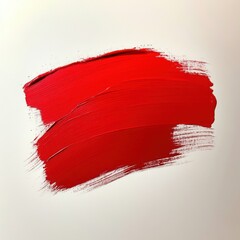 Poster - Vivid Red Paint Stroke on Canvas Close Up Abstract Art Texture Background Studio Shot Minimalist Style