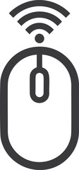 Fototapete - Wireless computer mouse icon with wifi signal in black and white vector graphic. Vector illustration