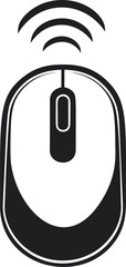 Fototapete - Black and white wireless mouse icon with signal lines above. Vector illustration