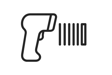 Aufkleber - Set of web icons featuring a barcode scanner and a barcode in a minimalistic design for digital applications