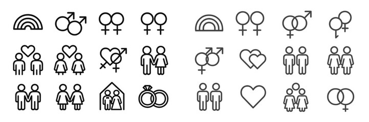 Poster - Collection of web icons representing diversity in relationships and gender identities for inclusive design projects