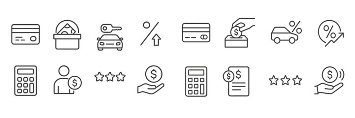 Poster - Collection of web icons representing financial activities and services in a minimalist design