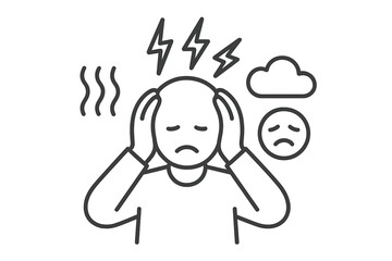 Poster - Web icons representing stress, anxiety, and emotional turmoil in a simple and clear design