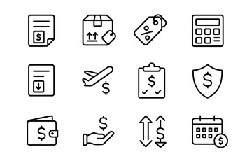 Poster - Collection of web icons illustrating finance, shipping, and accounting concepts for digital applications and projects