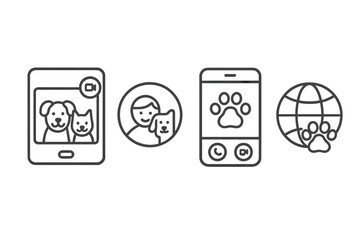 Poster - Set of user-friendly web icons representing pets, technology, and global connectivity