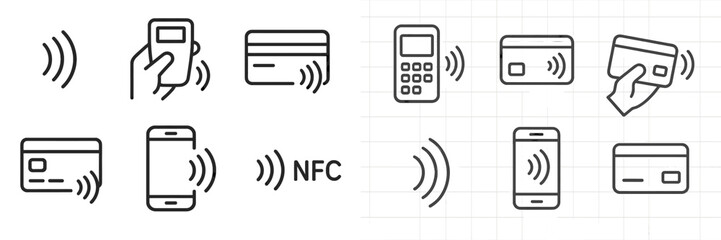 Leinwandbilder - Collection of web icons illustrating contactless payment methods including cards and mobile devices